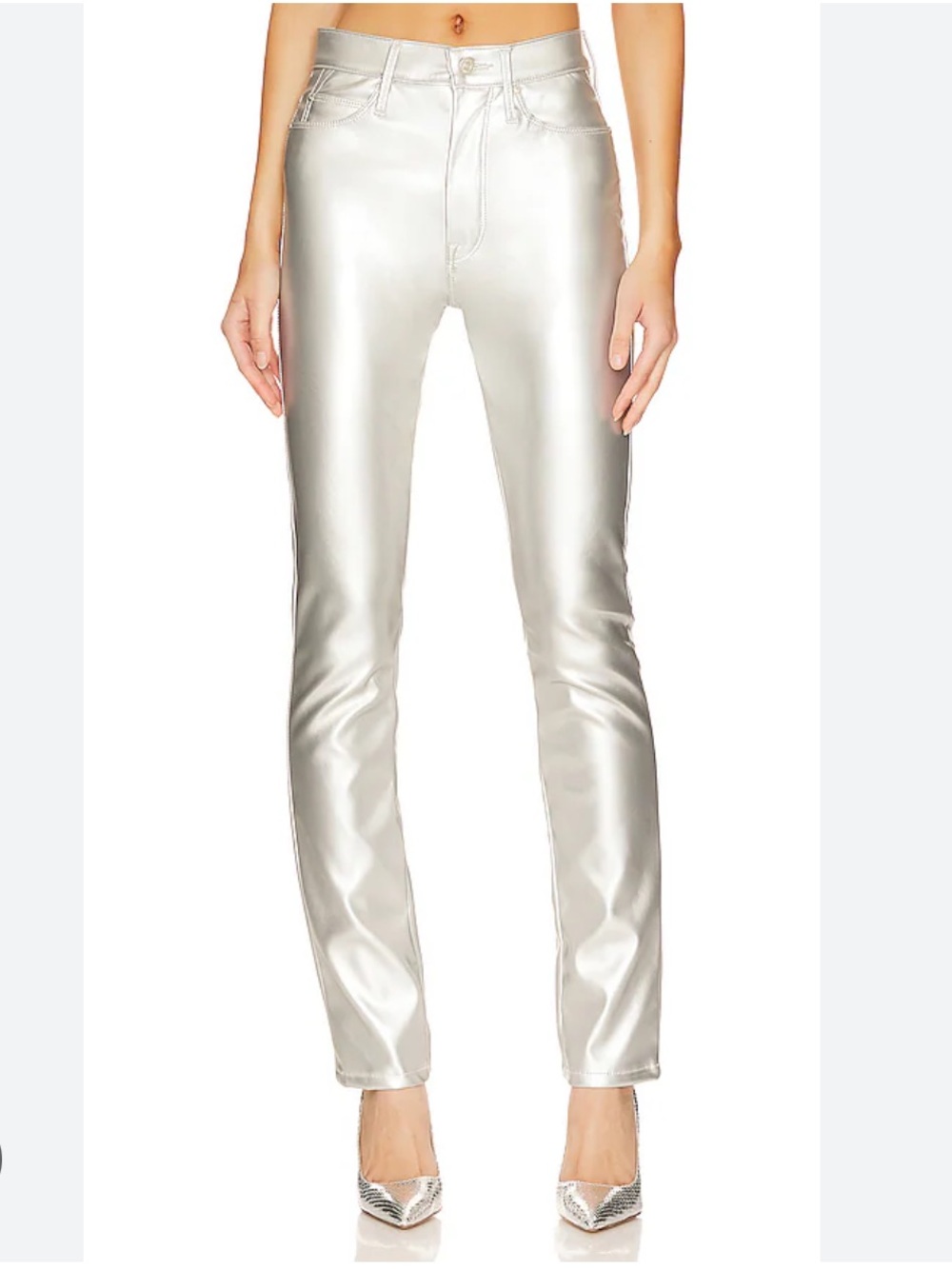 UEC Mother The Dazzler Skimp high waisted faux leather pants Silver size 27
